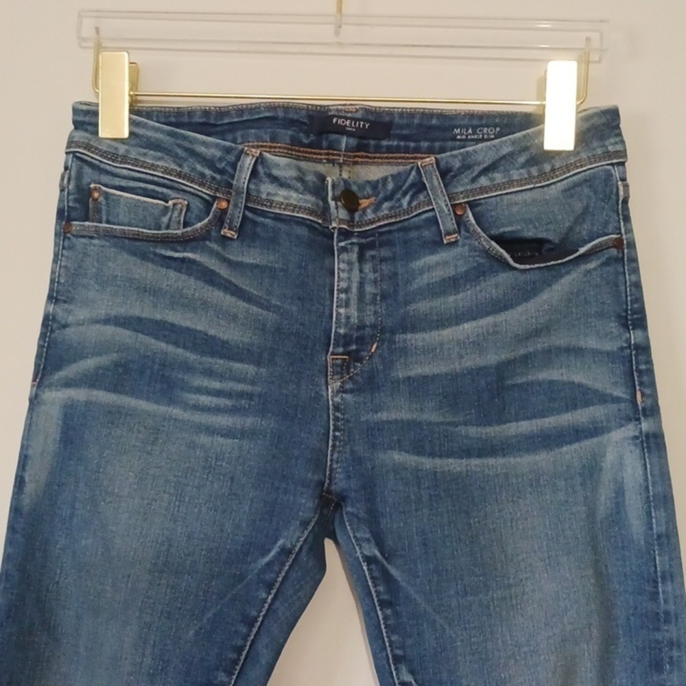 Fidelity Denim Mila Crop 9 Year Aged, Mid Rise Skinny Jeans, Size 31 - Picture 4 of 16